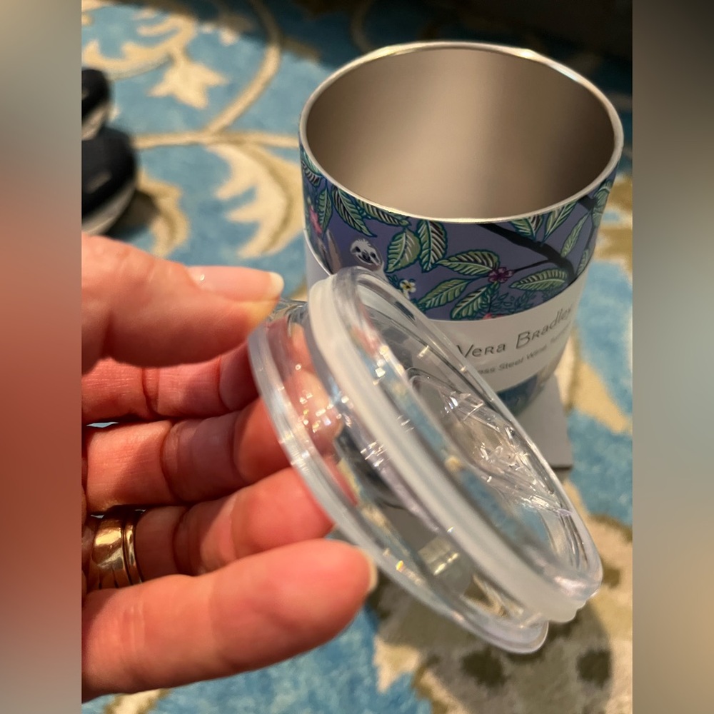 Vera Bradley Stainless Steel Wine Tumbler, Hanging Around Sloth, NIB, Purple - Picture 6 of 8